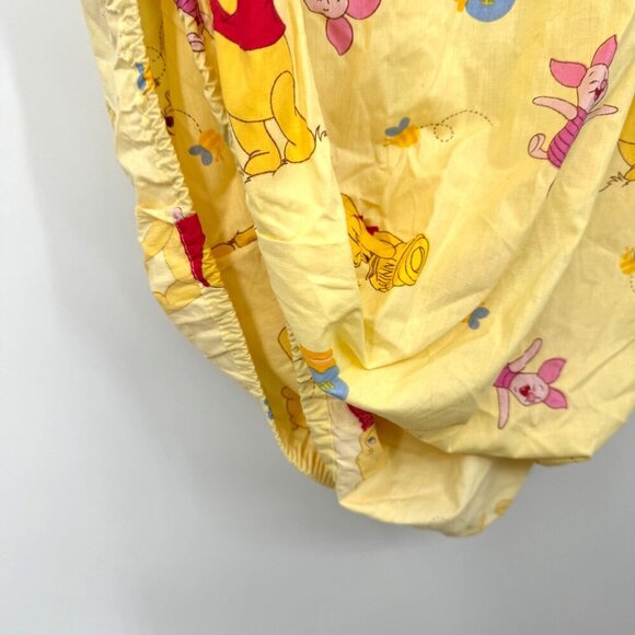 Vtg Disney Winnie the Pooh Crib/Toddler Fitted Bed Sheet Yellow Fabric Material - Picture 4 of 7